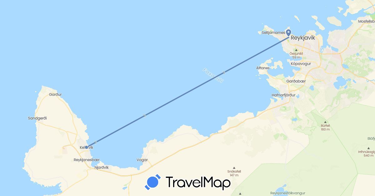 TravelMap itinerary: driving, cycling in Iceland (Europe)